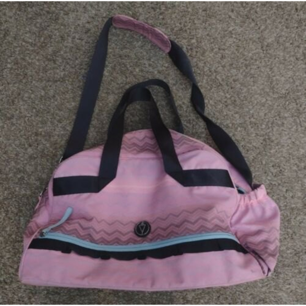 Ivivva by Lululemon  Duffel Sports Gym Bag Pink Blue Herringbone B9